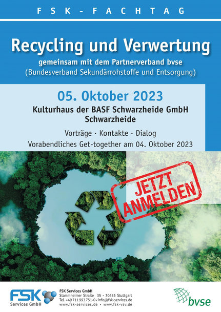 Experten beleuchten die Zukunft des mechanischen und chemischen Recyclings von Polyurethan / Fachtagung von FSK und bvse am 5. Oktober 2023 